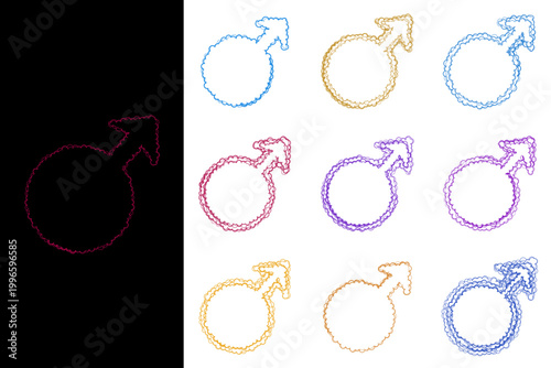Colorful Male Gender Symbols for Mens Health Awareness and Identity Spectrum