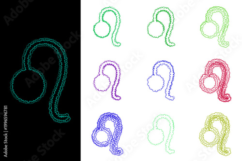 Colorful hand drawn Leo zodiac sign symbols for astrology branding and spiritual social media