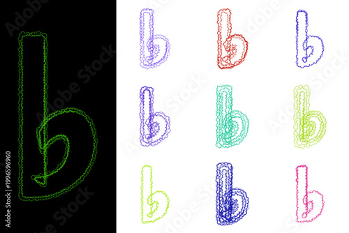 Hand drawn musical flat symbol icons for music theory education and teaching materials