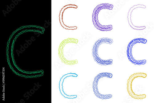 Colorful Sketchy Letter C Set for Kindergarten Alphabet Learning and School Projects