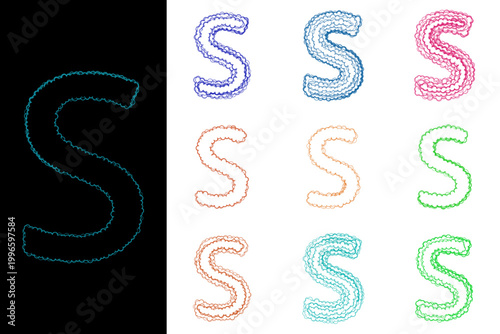 Colorful hand-drawn letter S collection for kindergarten alphabet learning and school posters