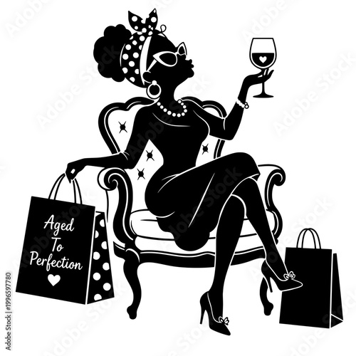 Shopping Woman SVG, Fashionista Silhouette, Stylish Girl Clipart, Boutique Logo Design, Chic Lady Decal, Cricut Cut File, Trendy Female Silhouette