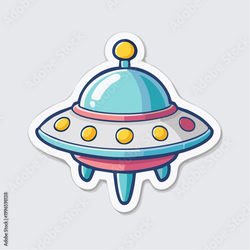Cute Cartoon UFO Spaceship Sticker