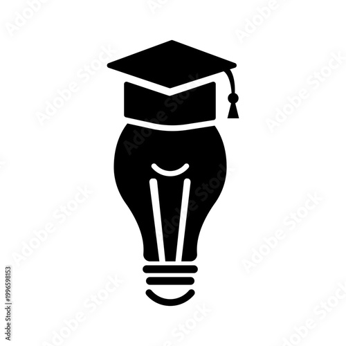 Creative Light Bulb with Graduation Cap Icon
