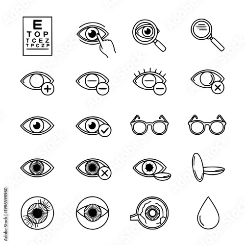 Eye Care and Vision Icons Set