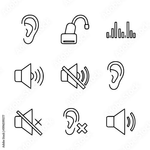 Sound Icons: Ear, Speaker, Mute, Volume Bars