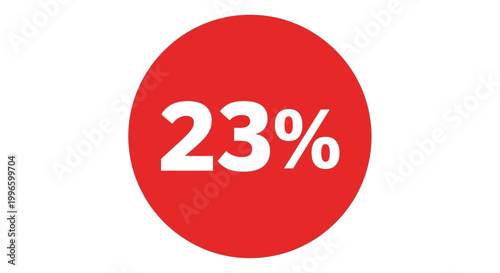 Red circular badge with white text showing twenty three percent discount.