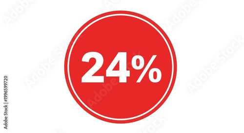 Red circular badge with white 24 percent text indicating a discount or statistic.