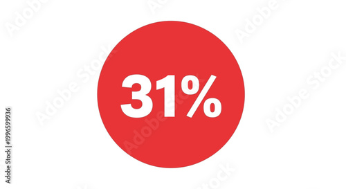 Red circular badge with white text displaying thirty one percent.