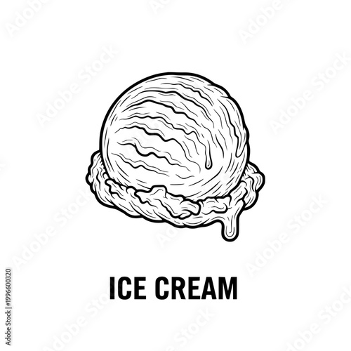 Hand-drawn ice cream scoop illustration
