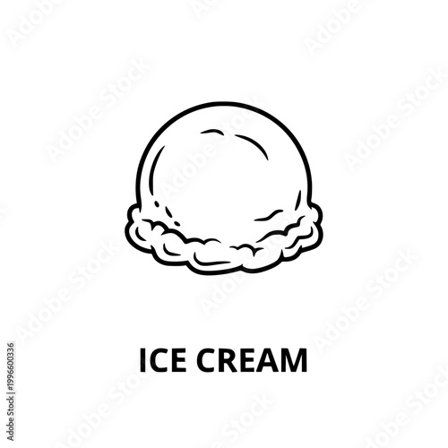 Ice Cream scoop icon, minimalist line art