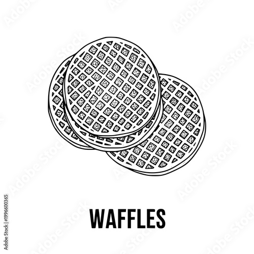 Hand-drawn Waffles Stack Illustration