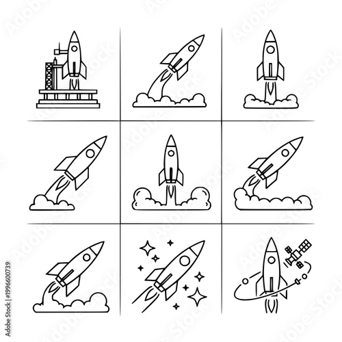 Rocket Launch Icons Set