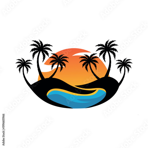 Palm beach logo design, minimalist logo design.