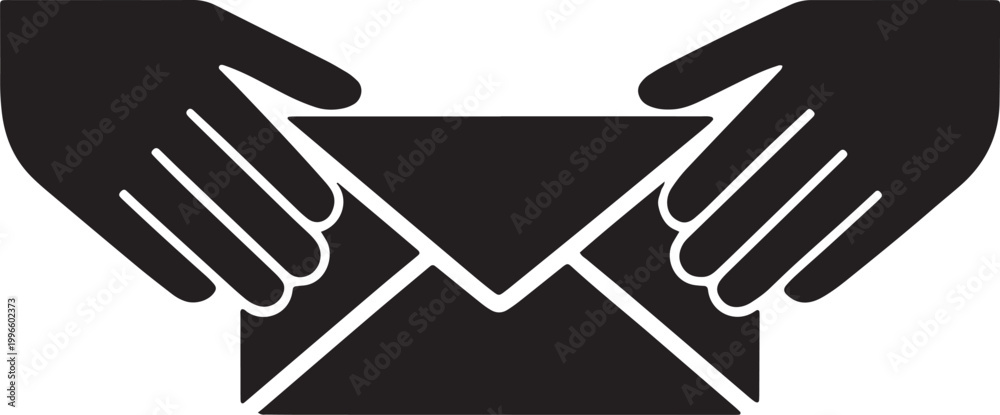 Obraz premium Hands holding an, set of 2, envelope illustrating a mail delivery message or communication