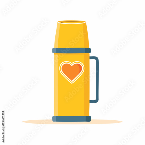 Yellow Thermos with Heart Emblem