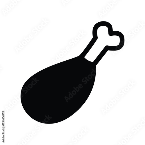 chicken leg meat solid icon vector design good for web or mobile app