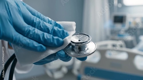 Hospital Hygiene: Cleaning a Stethoscope in a Modern Medical Setting for Professionalism