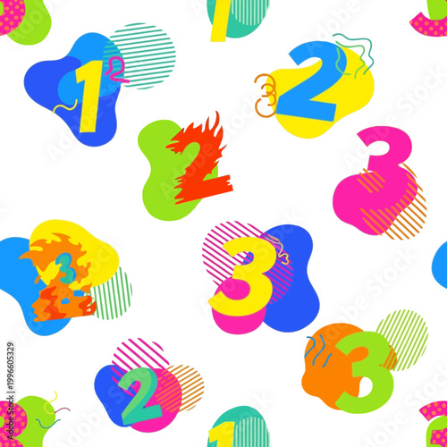 Colorful Numbers 1 2 3 Pattern