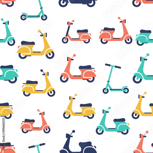 Colorful Scooters & Scooters Pattern