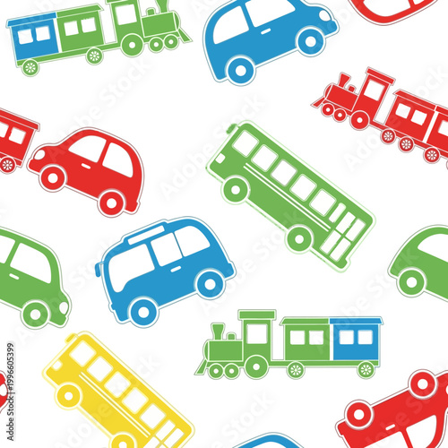 Colorful Toy Vehicles Seamless Pattern