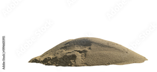 Fotografie Natural brown chaff pile isolated on white background, heap of dry desert sand t