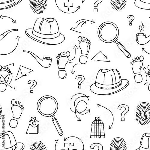 Detective Clipart Pattern - Mystery Investigation Theme