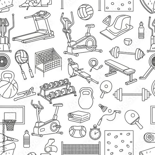Fitness Equipment Seamless Pattern