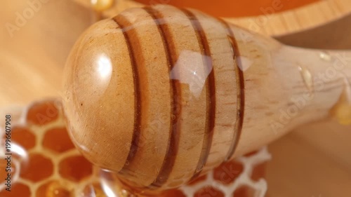 Fresh honey from the forest in a container.