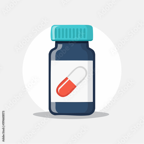 Medicine bottle with capsule illustration