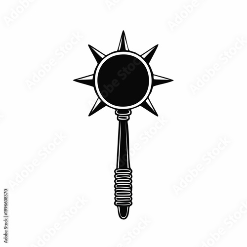Black and white illustration of a medieval mace weapon