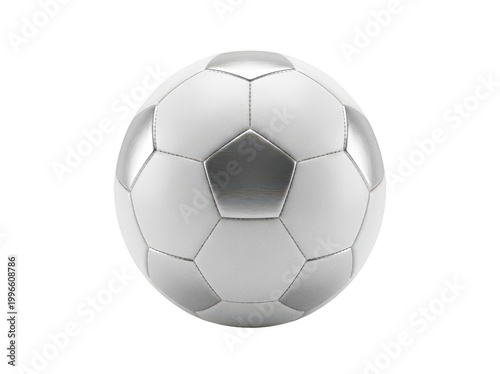 Premium white and chrome silver soccer ball featuring a luxury metallic finish isolated transparent background image