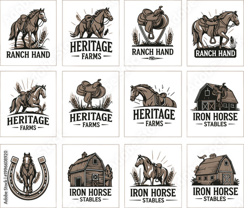 Horse Stables Logos and Icons.