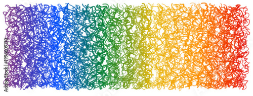 Abstract rainbow tangled lines representing neurodiversity and ADHD brain activity on white background