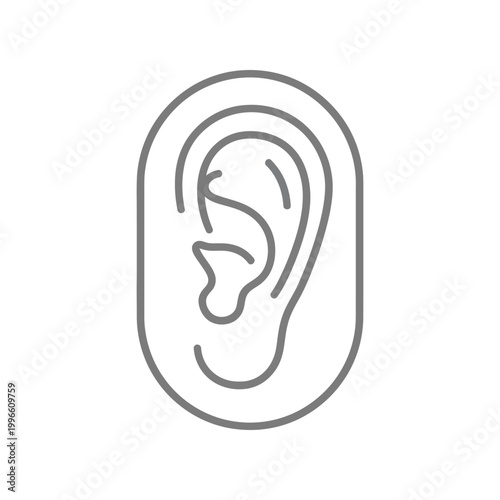 Simple Gray Human Ear Outline anatomy line minimalist