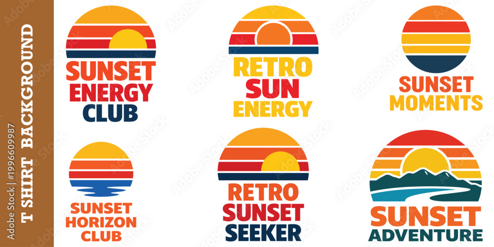 Naklejka premium Sunset wave vibes t shirt graphic design retro style vintage style.