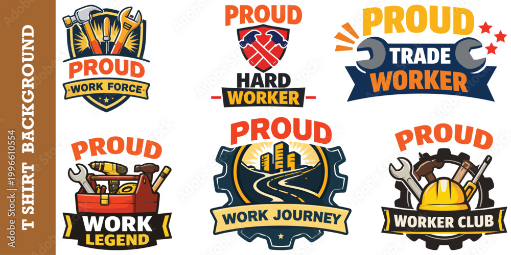 Fototapeta premium Professional occupational emblem collection featuring proud work force and trade workers.