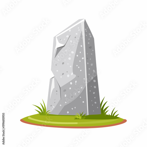 Stylized Monolith Stone on Green Mound