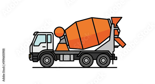 Concrete Mixer Truck - Construction Vehicle Illustration