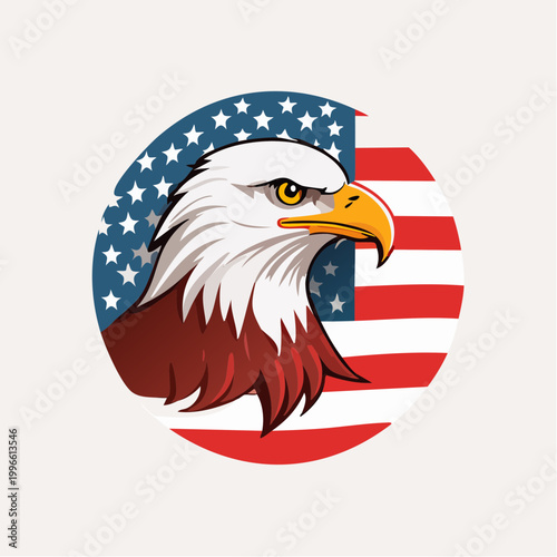 Bald Eagle with American Flag Emblem