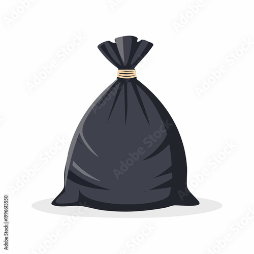 Black garbage bag tied with string