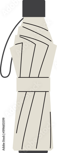 白い折り畳み日傘のイラスト（主線なし）