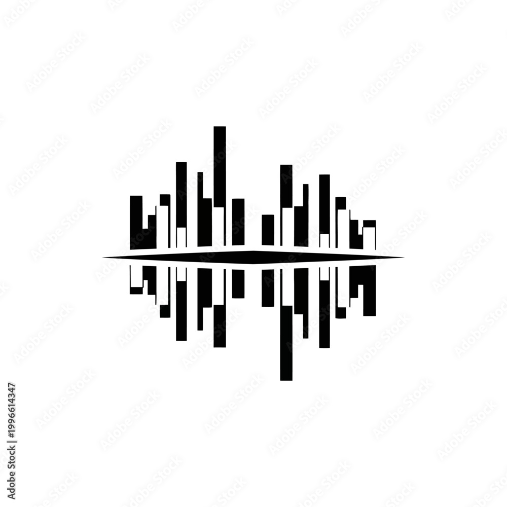 Obraz premium Abstract Cityscape Soundwave Reflection