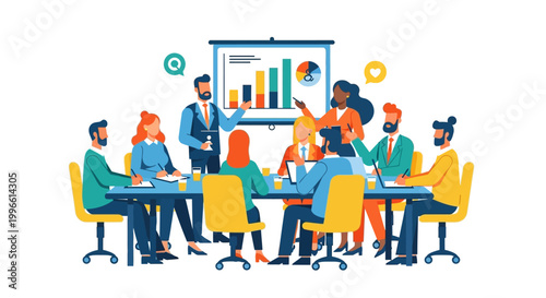 Diverse group of business people meeting.