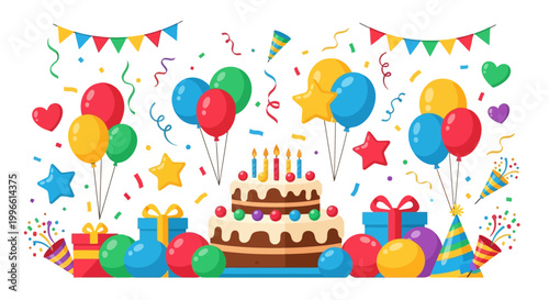 Birthday cake with colorful candles.