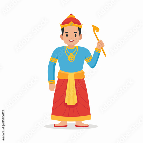 Cartoon King Holding Scepter