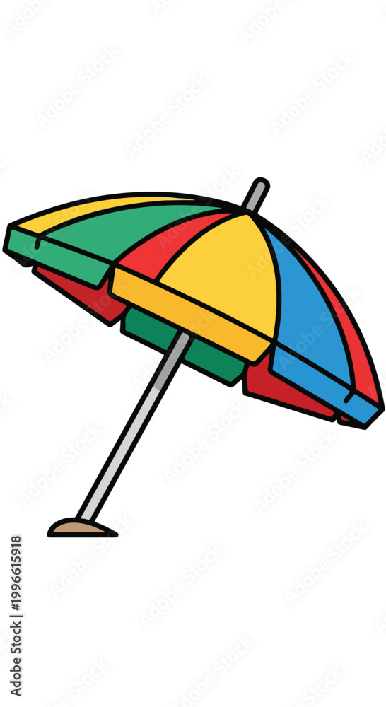 Obraz premium A colorful beach umbrella on a white background