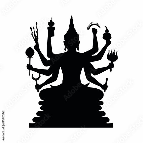 Silhouette of a multi-armed deity