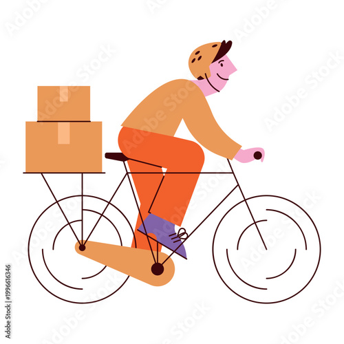 Bicycle Courier Delivering Packages In City