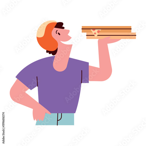 Food Delivery Man Holding Pizza Boxes